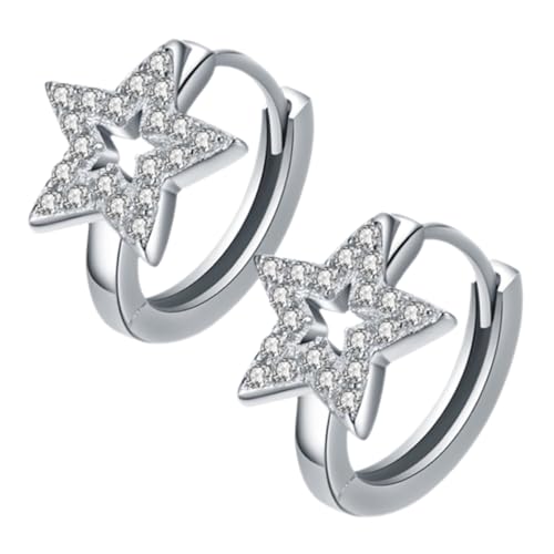 Garneck 1 Paar Hollow Star Hoops Ohrringe Hypoallergene Fünfzackige Stern Ohrstecker für Teenager Modeschmuck Platinfarbe für Partys und Festliche Anlässe von Garneck