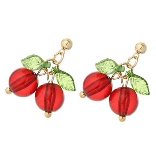 Garneck 1 Paar Kirschen Ohrringe Damen Zierliche Tropfenohrringe mit Kirschdesign Schmuckstücke für Reisen Partys und Alltag Hautfreundlich Eleganter Ohrschmuck für Frauen von Garneck