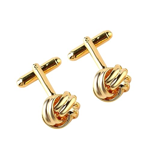 Garneck 1 Paar Manschettenknöpfe für Herren Knoten Design Gold Einzigartige Cufflinks für Hochzeiten Geschäftsmeetings und Besondere Anlässe Eleganter Look Hochwertigem Legierungsmaterial von Garneck
