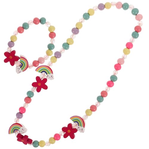 Garneck Regenbogen Schmuckset für Mädchen und Armband Satz Robusten Perlen Süßes Kinderschmuck Satz für Teenager für Besondere Anlässe von Garneck