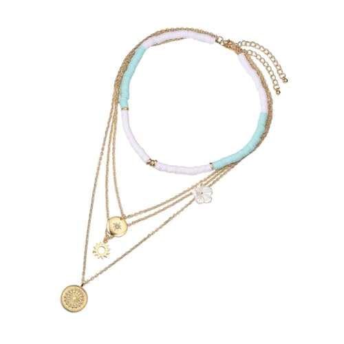 Garneck 1 Satz Layered Clavicle Necklace Set mit Blumenanhänger für Frauen Stilvolle Halskette für für Valentinstag Weihnachten oder Neujahr von Garneck