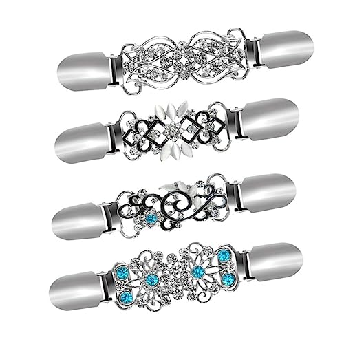 Garneck 1 Satz Teiliges Strass Strickjacken Clips für Damen Pullover Schnallen für Schals Cardigans und Sweater Robuste Eisenlegierung Rutschfest Verschiedene Designs von Garneck