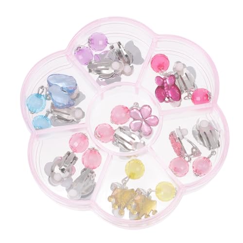 Garneck 1 Schachtel Ohrclips Mädchen Ohrschmuck mit Funkelnden Strass Blumen und verspieltem Motiv Leichte Hautfreundliche Clip ohrringe für Schule Party und Alltag von Garneck