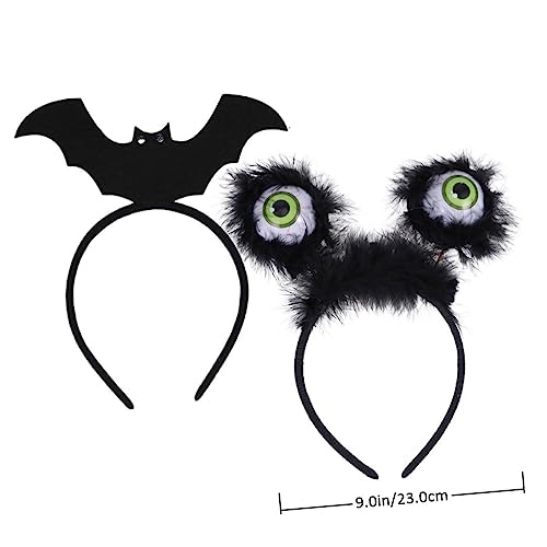 Garneck 1 Satz 2st Halloween Verkleiden Requisiten Leuchtendes Stirnband Glitzerndes Augapfel-stirnband Haargummis Schwarz Schwarze Tiara Halloween-kopfbedeckung Unheimlich Stoff Scheinen von Garneck