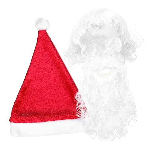 Garneck 1 Satz Weihnachtsmann Perücke Weihnachts-cosplay-kostüme Weihnachtsperücke Weihnachtsmann-gesichtsmaske Weihnachten Santa Haare Gefälschte Weiße Perücke Hut Ältere Vlies Kleid von Garneck