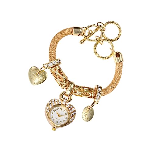 Garneck 1 Stück Damen Armbanduhr mit Armband Elegantes mit Rhinestones Besetztes Charm Armband Gold Accessoire für Modebewusste und Partys von Garneck