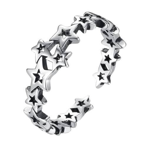 Garneck 1 Stück Fünfzackiger Sternring für Damen Verstellbarer Offener Ring Langlebigem Material für Festivals Kostümpartys und Tägliche Outfits Einzigartiges und Stilvolles Schmuckstück von Garneck