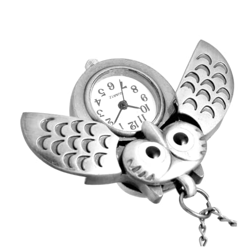 Garneck Retro Eulen Taschenuhr Vintage Quartz Uhr mit Kette für Damen und Herren Kreative Eulenform Dekorative Uhr für Freunde und Familie von Garneck