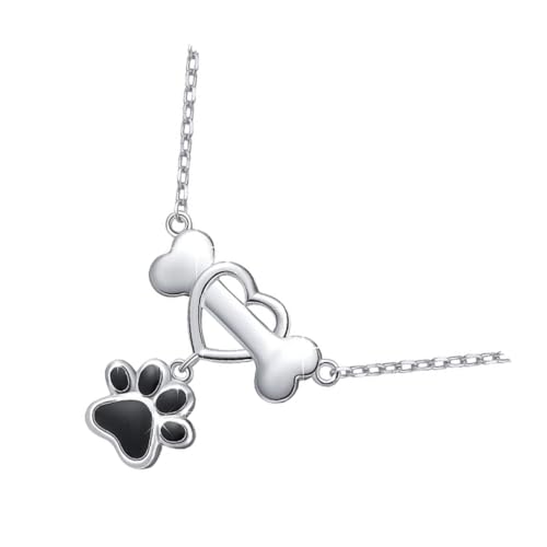 Garneck Halskette Mit Hundepfote Und Herz S925 Silber Schlüsselbein Halskette Für Frauen Niedlicher Hund Anhänger Für Geschenke Und Anlässe Wie Geburtstag Und Valentinstag von Garneck