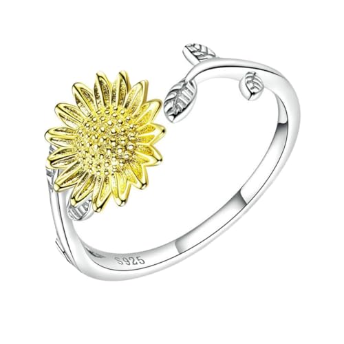 Garneck Sonnenblumen Ring Aus Silber Offener Wickelring Zarter Modischer Finger-ring Verstellbare Nickelfrei Für Frauen von Garneck