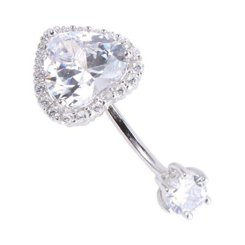 Garneck 1 Stück Sterling Silber Herz Bauchnabelring mit Zirkonia Nabelpiercing Schmuck für Frauen Schickes Design Perfektes für Freunde und Familie von Garneck