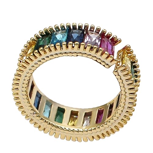 Garneck Vintage Offener Ring in Regenbogenfarbe Verstellbarer Modischer Ring Zarter Schmuck Für Frauen Und Mädchen Für Hochzeiten Und Feste Retro Design von Garneck