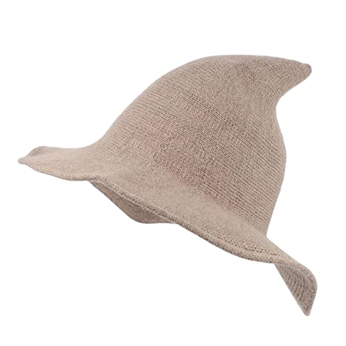 Garneck 1 Stück Wolle Hexenhut für Halloween Party Bequeme Faltbare Spitzmütze Khaki Kostüm Requisite für Festlichkeiten und Cosplay von Garneck