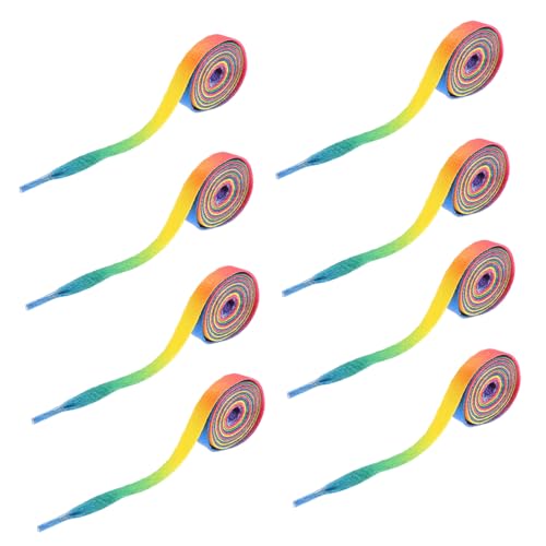 Garneck 10 Paare Flache Regenbogen Schnürsenkel aus Strapazierfähigem Polyester für Sneaker Sportschuhe Canvas Bunte Farbverlauf Schnürbänder für Damen Herren Modisch Auffällig von Garneck