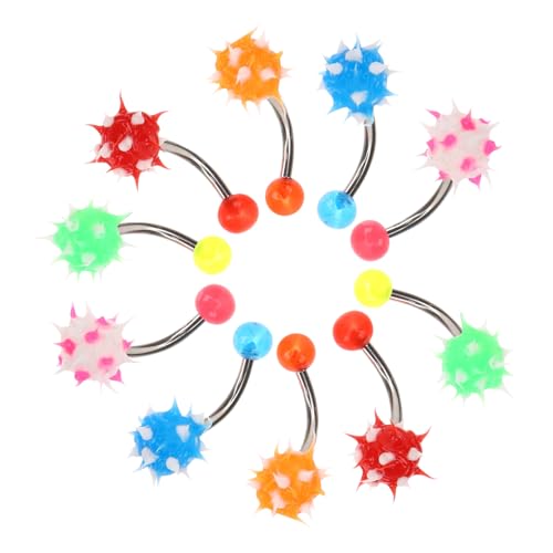 Garneck 10 Stück Bauchnabelpiercing Bunte Flauschige Kugeln Leichtes Nabelschmuck Damen Körperschmuck Hautfreundlich Komfortabel von Garneck