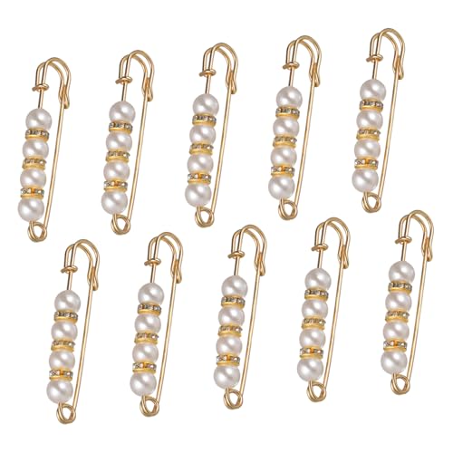 Garneck 10 Stück Teiliges Brooch Pin mit Perlen Langlebige Broschen für Hosenbund Kleidungsschmuck Anstecknadeln Zierliche Korrektur Vielseitig für Jeans und Sommermode von Garneck