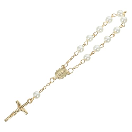 Garneck 10 Stück Teiliges Damen Armband mit Goldfarbenen Acrylperlen Leichter Kettenglieder Schmuck Dekoratives Cross Design Vielseitiges für Muttertag und Jubiläen von Garneck