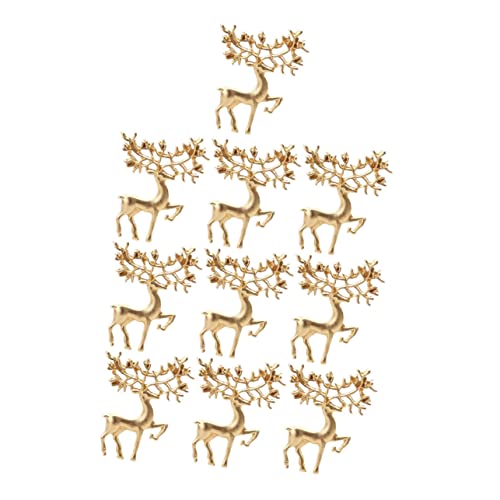 Garneck 10 Stück Teiliges Elch Broschen Legierung Mattgoldene Anstecknadeln Schalknöpfe für Weihnachtskleidung Stilvolle Tierbroschen als Kleidung Accessoires von Garneck