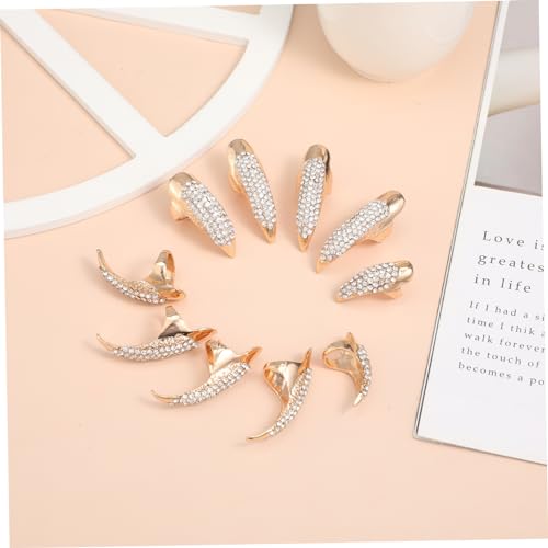 Garneck 10 Stück Teiliges Gothic Punk Krallen Fingerringe Verstellbare Goldfarbene Claw Paw Ringe in Dekoriert mit Funkelnden Kristallsteinen und Sicher für Cosplay Party und von Garneck