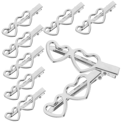 Garneck 10 Stück Teiliges Metall Haarspangen Damen Doppel Herzform Haarklammern für Dünnes Haar Süße Styling Clips mit Seitlichem Langlebig und Modisch für Mädchen und Frauen von Garneck