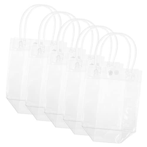 Garneck 10 Stück Teiliges PVC Tragetaschen Transparent Langlebige Shopper Taschen Vielseitige Einkaufstaschen und Reiseaufbewahrung Handtaschen für Alltag und Freizeit von Garneck