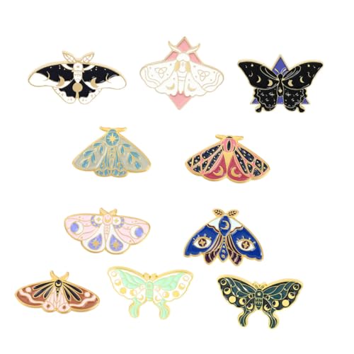 Garneck 10 Stück Teiliges Schmetterling und Motten Broschen Kreative Tier Anstecker aus Legierung Langlebig und Farbbeständig Modisch für Kleidung Rucksäcke und Taschen für Frauen von Garneck