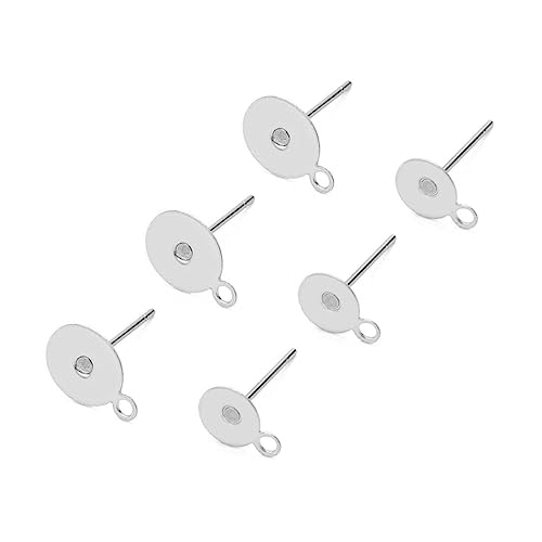 Garneck 100 Stück Ohrringrohlinge mit Flacher Basis und Ohrstecker mit Anhängerschlaufe für DIY Schmuckherstellung Silberfarbene Ohrstecker Zubehör für Kreative Ohrhänger Designs von Garneck