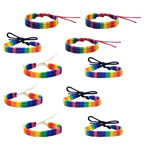 Garneck 10stücke Regenbogenband Strickarmband Geflochtenes Seil-armband Handgelenk-dekor Regenbogen-stil-armband Für Damen Herren Handgelenk Ornamente von Garneck