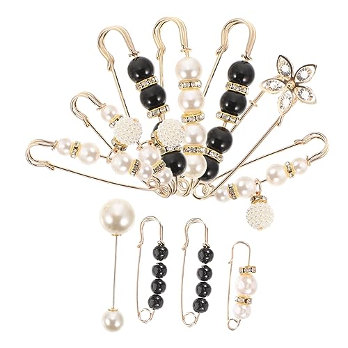 Garneck 11Stücke Teiliges Perlen Broschen Sicherheitsnadeln für Kleidung Verstellbare Taillenclips für Röcke und Hosen Elegantes Accessoire zur Verbesserung der Schutz von Garneck