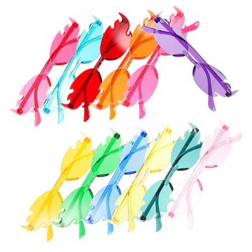 Garneck 12 Paare Teiliges Randlose Flammen Sonnenbrillen Bunte Partybrillen für Damen und Herren Auffällige Langlebige Brillen für Tanzpartys und Clubnächte von Garneck