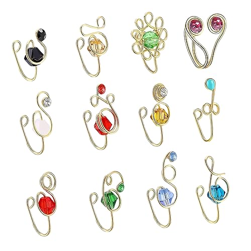 Garneck 12 Stück Teiliges Afrikanische Nasenmanschetten mit Strass Verstellbare Gefälschte Nasenringe für Durchbohrte Nasen Leichter Nasenschmuck für Damen Komfortabel und Vielseitig von Garneck