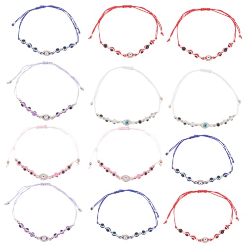 Garneck 12 Stück Teiliges Böser Blick Armband für Damen Handgefertigt Leichtes Schmuck Accessoire Modisches Perlenarmband Komfortabel und Hautfreundlich als für Frauen und Freundinnen von Garneck