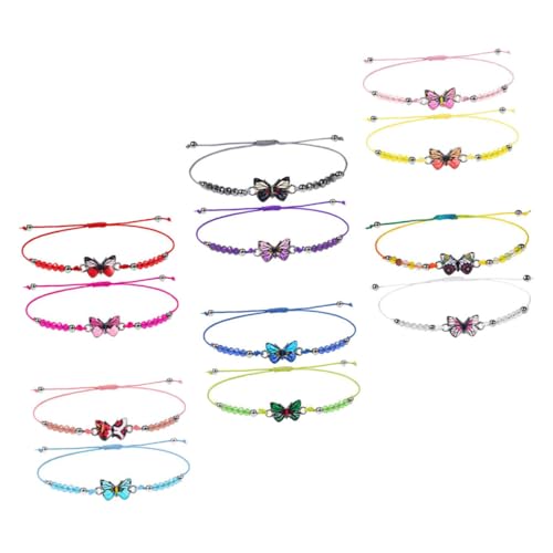 Garneck 12 Stück Teiliges Freundschaftsarmmband mit Schmetterlingsanhängern Verstellbare Geflochtene Armbänder Kristallperlen Bunte Loom Bänder für Mädchen von Garneck