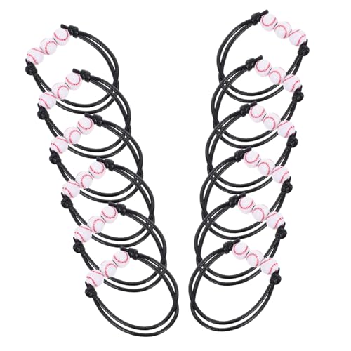 Garneck 12 Stück Teiliges Verstellbares Baseball Charm Armband Handgefertigt Schwarzem Wachsband Sportliches Unisex Freundschaftsarmband für Teenager und Erwachsene Baseball Party von Garneck