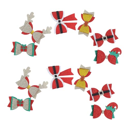 Garneck 12 Stück Teiliges Weihnachts Haarspangen für Mädchen Glitzernde Schleifen Haarclips Festliche Haarschmuck Accessoires für Weihnachten Neujahr Party und Winterfeiern von Garneck