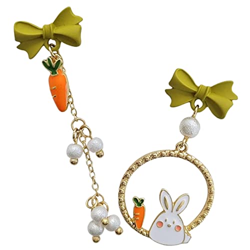 Garneck 1Paar Kaninchenohrringe mit Karottenmotiv und Perlen Asymmetrisch und Leicht Perfektes für Frauen und Mädchen für Besondere Anlässe und Feierlichkeiten von Garneck