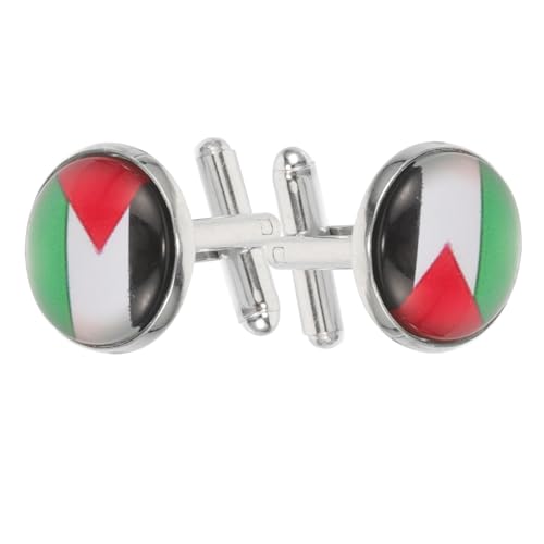 Garneck 1Paar Manschettenknöpfe mit Palästinensischer Flagge für Herren Stilvolle Cufflinks für Hemden und Anzüge Einzigartiges Design für Formelle Anlässe von Garneck