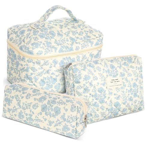 Garneck Schminktasche Satz Aus Baumwolle Reise Kulturtasche Für Damen Gesteppte Kosmetiktasche Mit Reißverschluss Stylisches Blumenmuster Aufbewahrung Für Make up Und Hautpflege Garneck Schminktasche Satz Aus Baumwolle Reise Kulturtasche Für Damen Gesteppte Kosmetiktasche Mit Reißverschluss Stylisches Blumenmuster Aufbewahrung Für Make up Und Hautpflege von Garneck