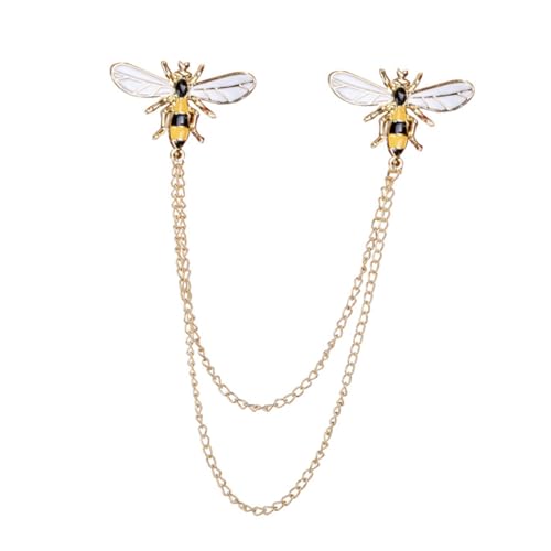 Garneck 1Stück Biene Quaste Brosche mit Kette Hemdbrosche für Damen Goldene Anstecknadel für Anzug Dekoration für Kleidung Taschen und Schals für Partys von Garneck