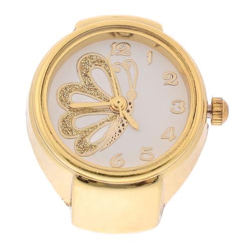 Garneck Fingeruhr Damen Schmetterlingsmuster Ringuhr Schmuckring Legierung Uhr Ring Leuchtende Farbe Alltag Dekoration von Garneck