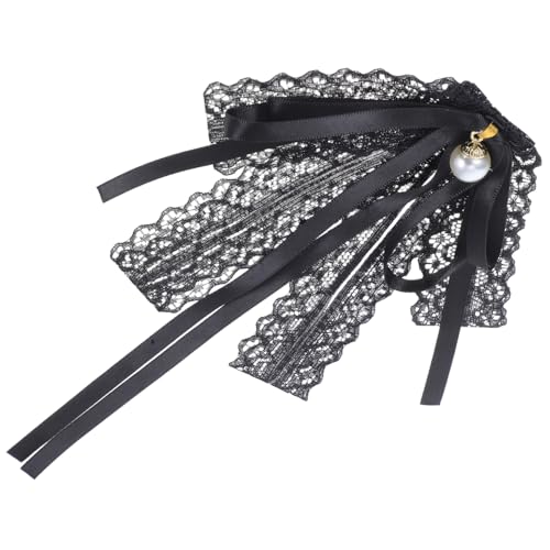 Garneck Schwarze Damen Schleifenfliege Vorgebundene Krawatte Brosche Pin Broschenkrawatte Für Hochzeiten Bälle Partys Formelle Anlässe von Garneck
