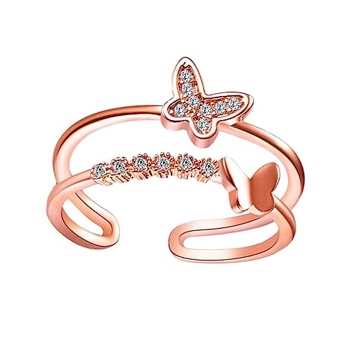 Garneck Einfache Damen Ring mit Zirkonia Verstellbar Kupfer Trendy Fingerring für Anlässe Wie Weihnachten Partys Geburtstage von Garneck