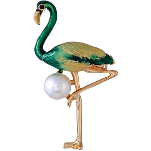 Garneck Flamingo Brosche Anstecknadel Kreative Emaille Brosche mit Perlen Stilvolle Tierbrosche für Frauen Schmuck für Pullover Kleider und Taschen von Garneck