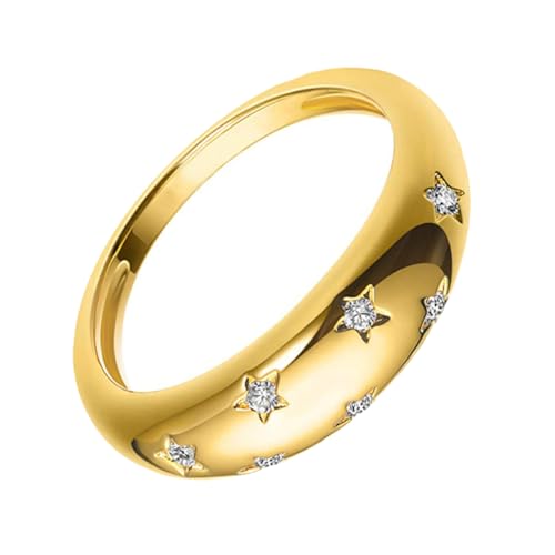 Garneck Gefasster Stern Zirkonring Für Damen Vergoldeter Geometrischer Ehering Schickes Finger-accessoire Für Hochzeit Oder Alltag von Garneck