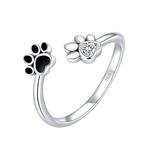 Garneck 1Stück Offener Fingerring mit Paw Print Muster für Frauen Verstellbarer Schmuckring für Kostümdekoration und Tägliche Verwendung Perfektes für von Garneck