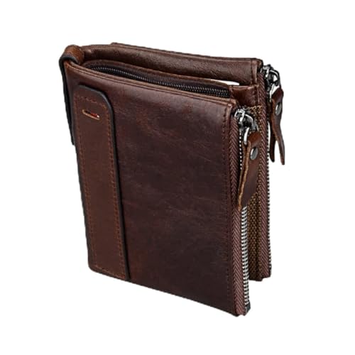 Garneck 1Stück RFID Blockierende Geldbörse für Männer Multifunktionale Reißverschluss Brieftasche im Kurzen Stil Rotbraun Große Kapazität als von Garneck