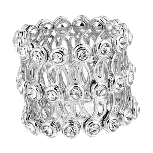Garneck Verstellbarer Silberring Für Damen Dehnbarer Fingerring Mit Strass Armbandring Als Modischer Fingerschmuck Wählbar Als Ringe Für Verschiedene Anlässe von Garneck