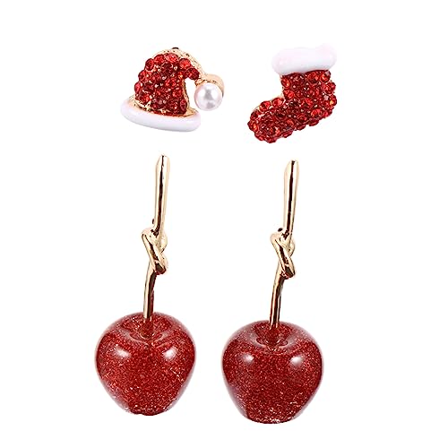 Garneck 2 Paar Wasserklare Weihnachtsohrringe Silber Ohrstecker Kreative Weihnachtsmütze Kirsche Ohrschmuck Festliche Ohrdekoration Garneck 2 Paar Wasserklare Weihnachtsohrringe Silber Ohrstecker Kreative Weihnachtsmütze Kirsche Ohrschmuck Festliche Ohrdekoration von Garneck