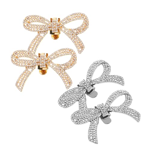 Garneck 2 Paare Abnehmbare Strass Schuhclips für Damen Elegante Metall Schnallen mit Funkelnden Kristallen Modische Schuhdekoration für High Heels Hochzeit und Party Sichere Befestigung von Garneck