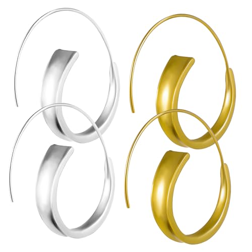 Garneck 2 Paare Damen Curl Ohrstecker Kleine Runde Ohrringe aus Legiertem Material Hautfreundlich Elegant Schmuck für Frauen und Mädchen Alltag und Festtage von Garneck